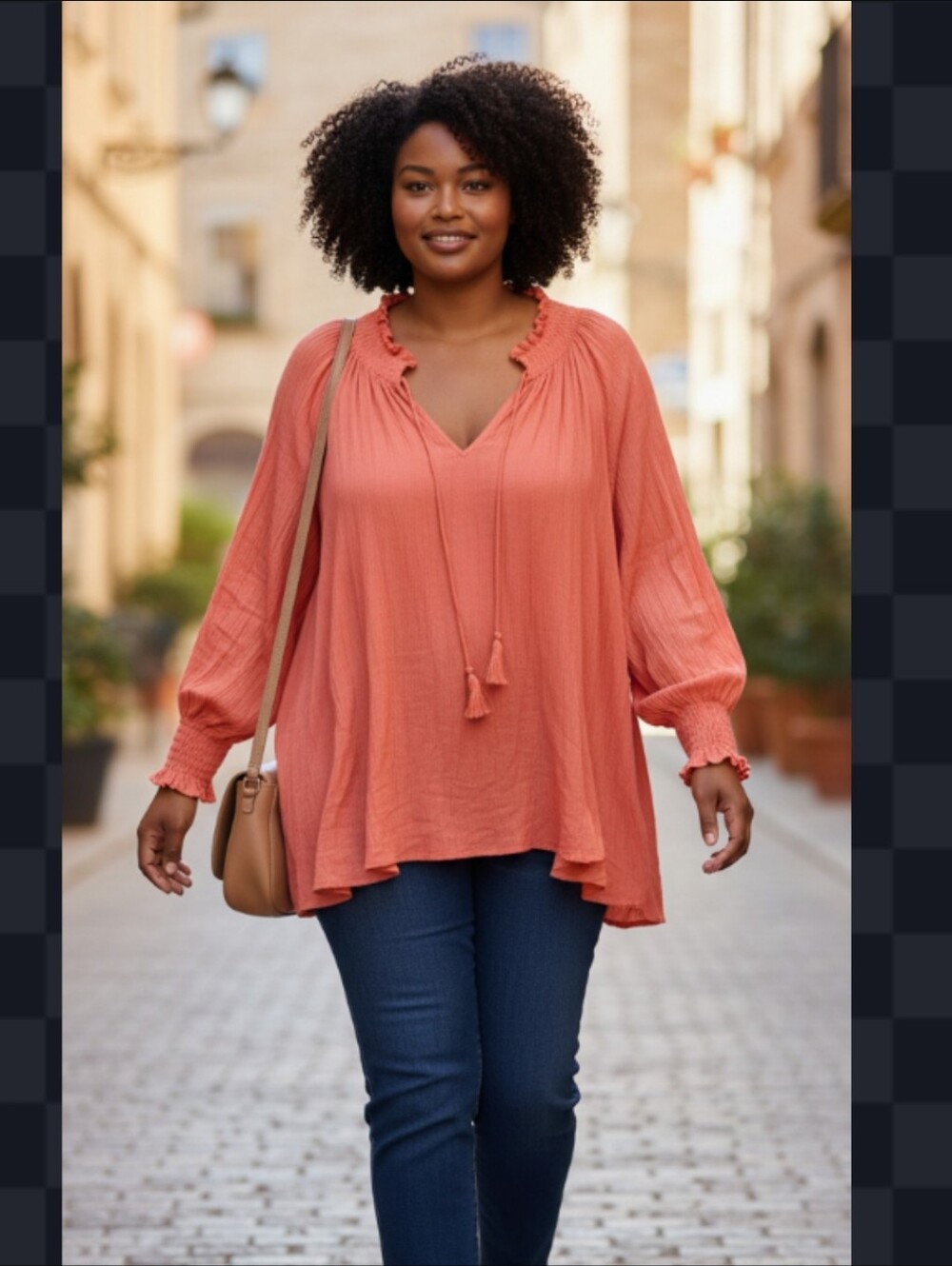 ROAMANS Beautiful Coral Peasant Tunic or Mini Dress